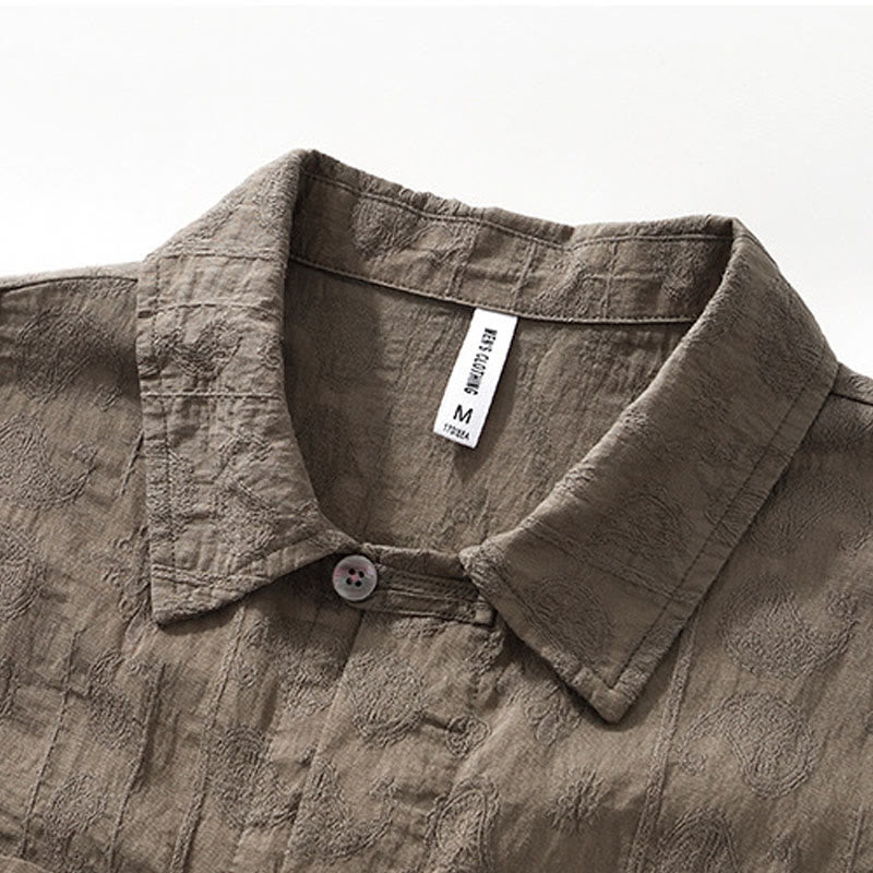 Buddha Stones Summer Short Sleeve Buttons Men's Shirt With Two Pockets - image 19