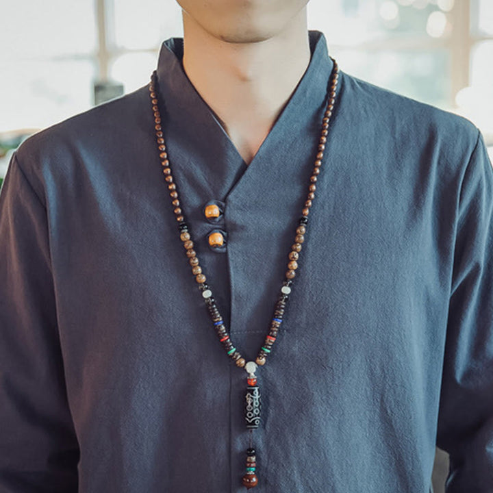 Buddha Stones 2Pcs Cotton Shirt Ankle-Length Pants With Pockets Men's Meditation Cloth Set - image 43