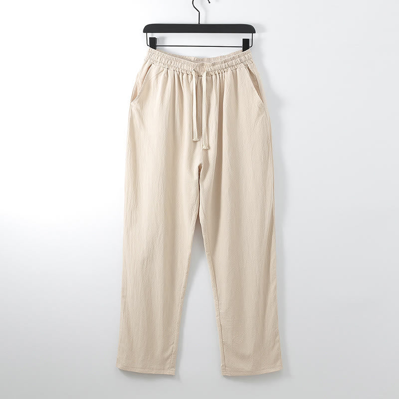 Buddha Stones 2Pcs Summer V-Neck Cotton Shirt Pants With Pockets Men's Meditation Cloth Set - image 7