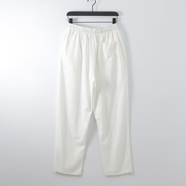 Buddha Stones 2Pcs Summer V-Neck Cotton Shirt Pants With Pockets Men's Meditation Cloth Set - image 3