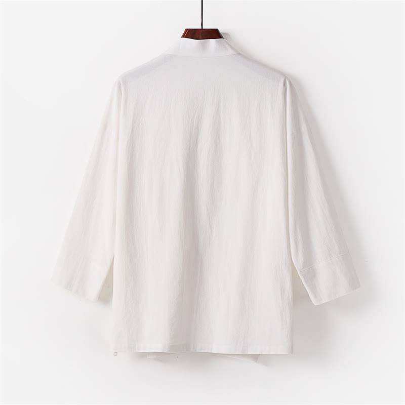 Buddha Stones 2Pcs Lace-up Cotton Linen Kimono Pants With Pockets Men's Meditation Cloth Set - image 3