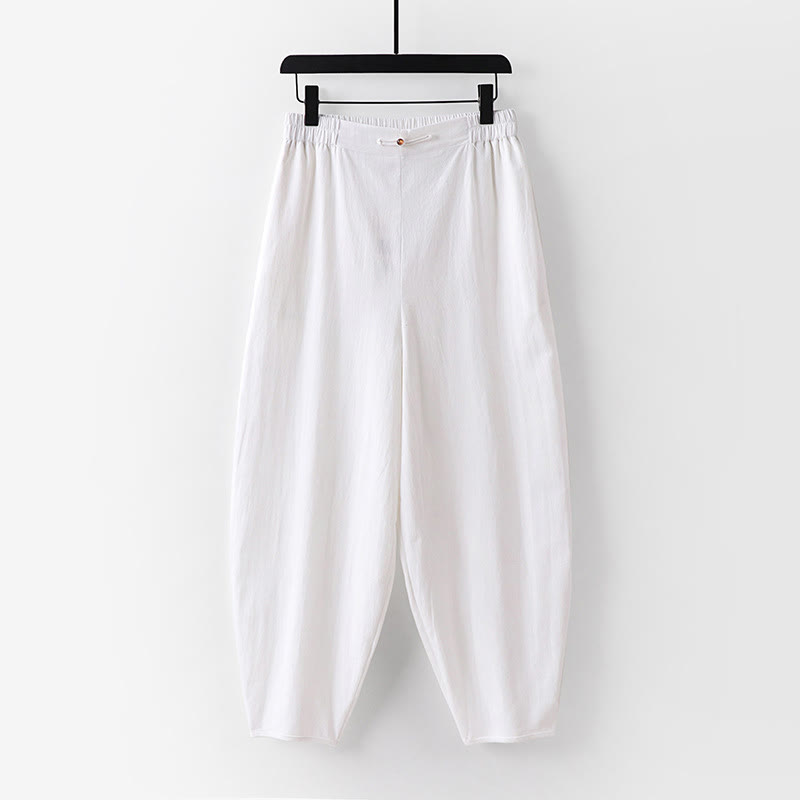 Buddha Stones 2Pcs V-Neck Cotton Half Sleeve Shirt Pants With Pockets Men's Meditation Cloth Set - image 6