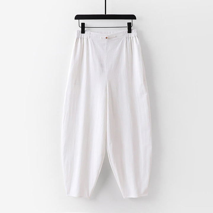 Buddha Stones 2Pcs V-Neck Cotton Half Sleeve Shirt Pants With Pockets Men's Meditation Cloth Set - image 6