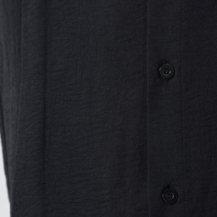 Buddha Stones Plain Buttons Stand Collar Long Sleeve Men's Cotton Shirt - image 27