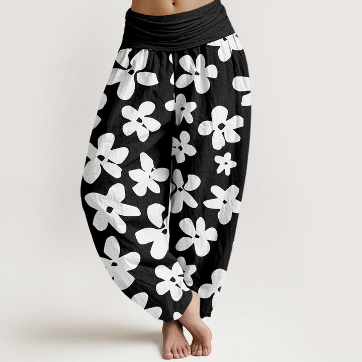 Buddha Stones Casual Bohemian Style Floral Women's Elastic Waist Harem Pants - Black - US22，UK/AU26，EU54 (6XL) - image 7