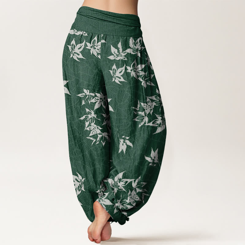 Buddha Stones Casual Maple Leaf Pattern Women's Elastic Waist Harem Pants - image 2