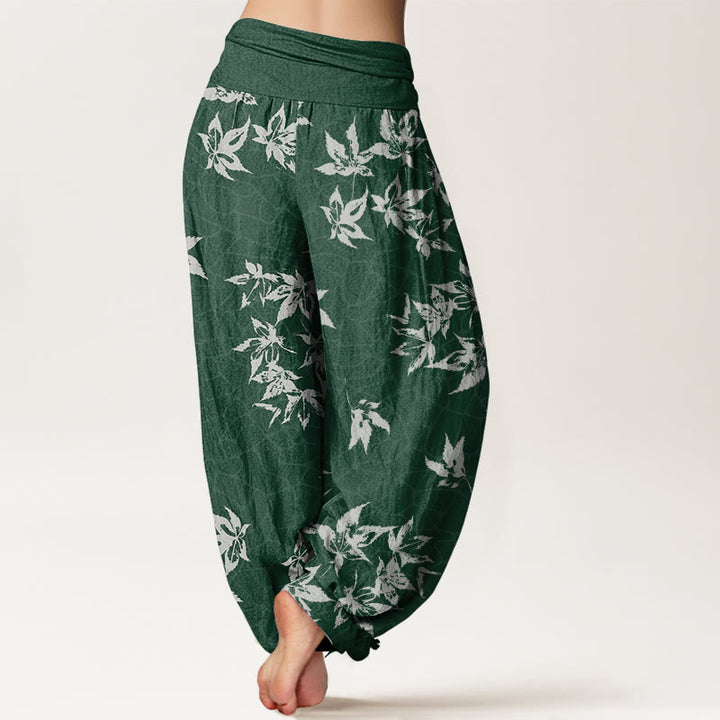 Buddha Stones Casual Maple Leaf Pattern Women's Elastic Waist Harem Pants - image 2