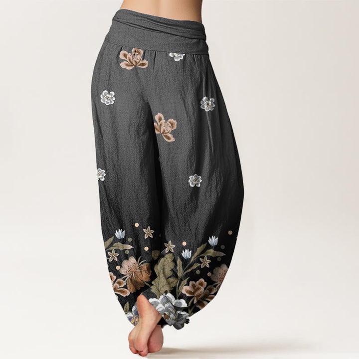 Buddha Stones Casual Blooming Flowers Pattern Women's Elastic Waist Harem Pants - image 9