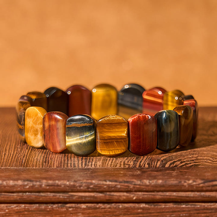 Buddha Stones Natural Colored Tiger Eye Oval Beads Strength Bracelet - image 1