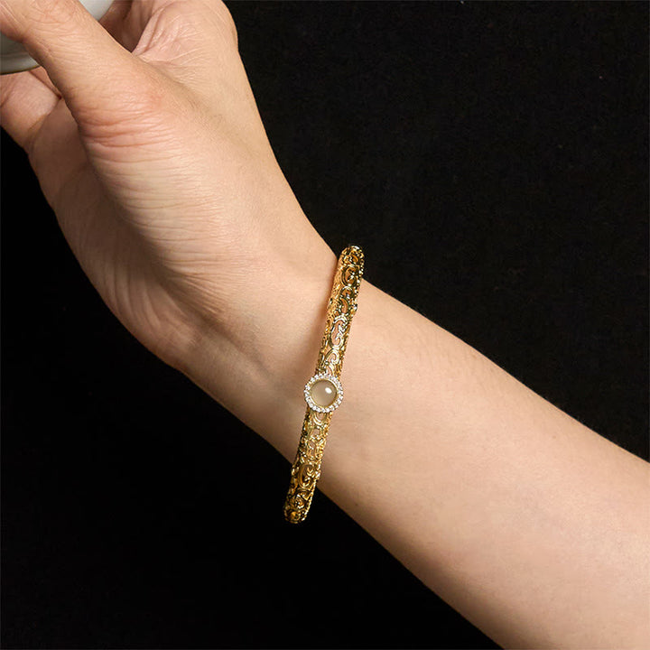 Buddha Stones Cloud Pattern Jade Copper Luck Bracelet Bangle 2.36 IN (60 MM) - image 14