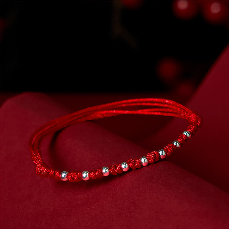 Buddha Stones 925 Sterling Silver Beads Red String Adjustable Luck Bracelet - image 2