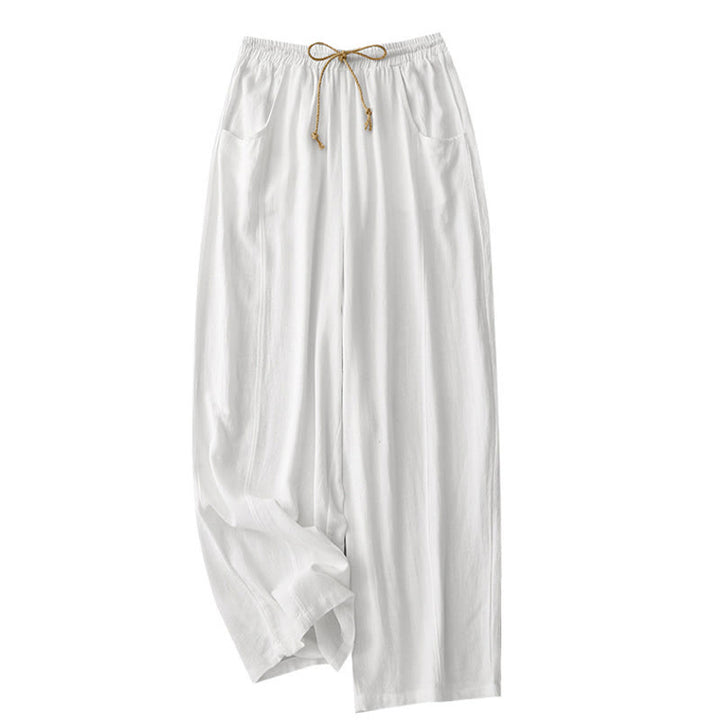 Buddha Stones Casual Pure Color Drawstring Simple Design Women's Cotton Pants With Pockets - image 14