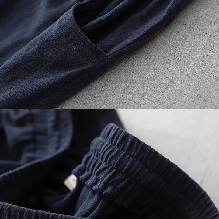 Buddha Stones Casual Pure Color Drawstring Simple Design Women's Cotton Pants With Pockets - image 5