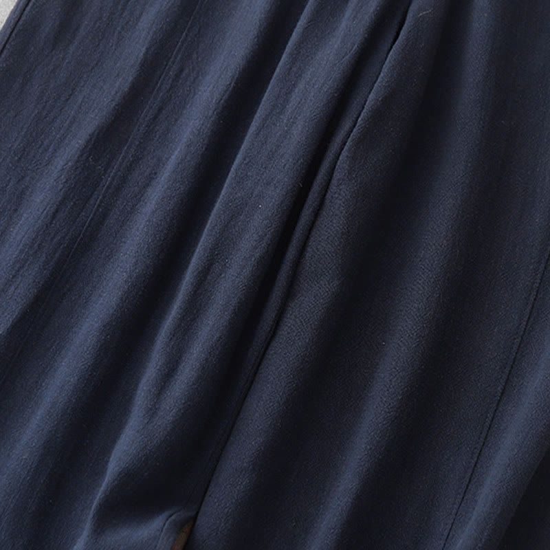 Buddha Stones Casual Pure Color Drawstring Simple Design Women's Cotton Pants With Pockets - image 2
