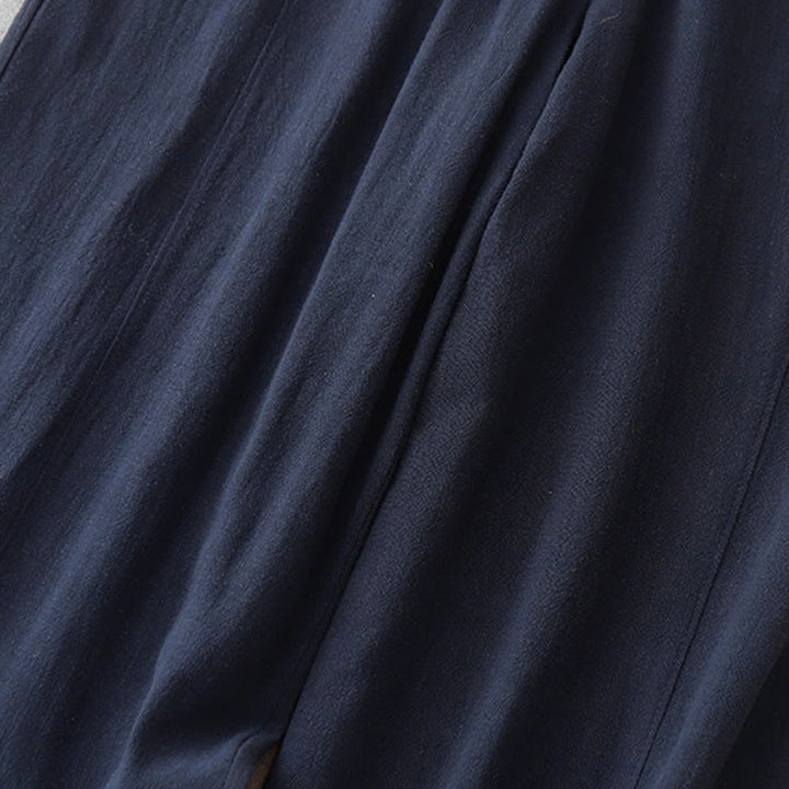 Buddha Stones Casual Pure Color Drawstring Simple Design Women's Cotton Pants With Pockets - image 2
