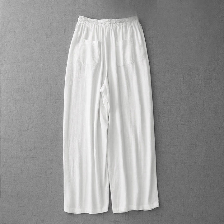 Buddha Stones Casual Pure Color Drawstring Simple Design Women's Cotton Pants With Pockets - image 7