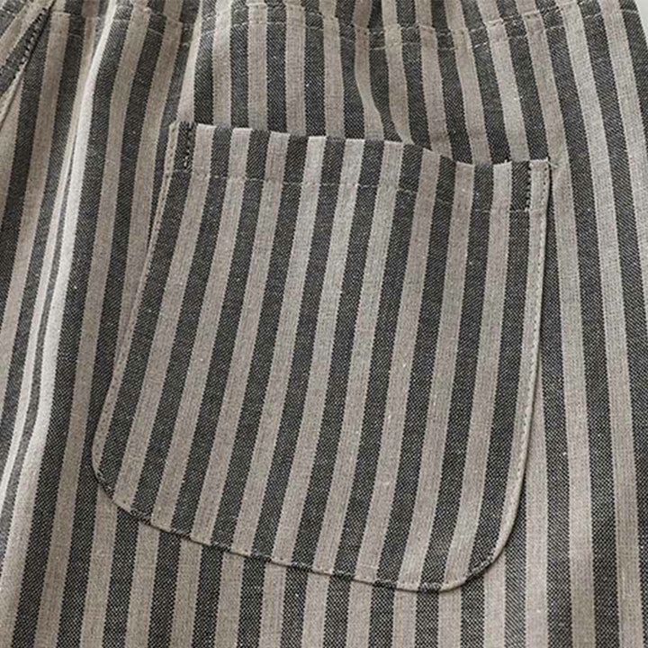 Buddha Stones Commute Striped Drawstring Design Women's Wide Leg Cotton Pants With Pockets - image 9