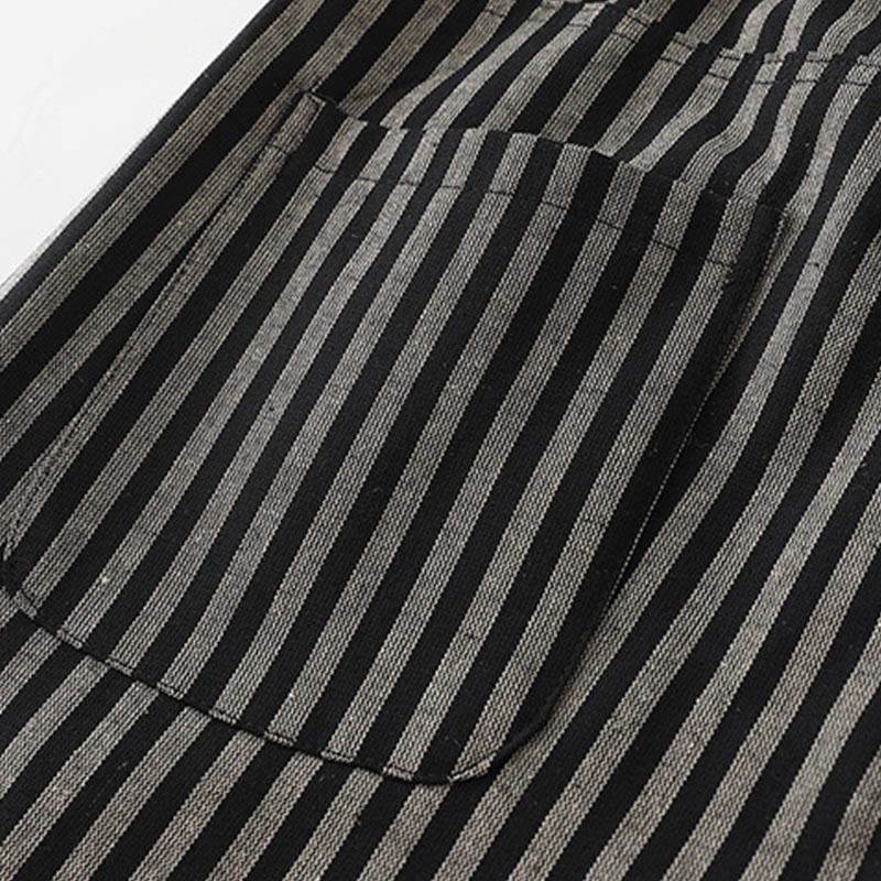 Buddha Stones Commute Striped Drawstring Design Women's Wide Leg Cotton Pants With Pockets - image 3