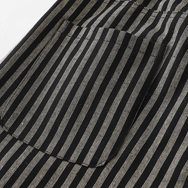 Buddha Stones Commute Striped Drawstring Design Women's Wide Leg Cotton Pants With Pockets - image 3