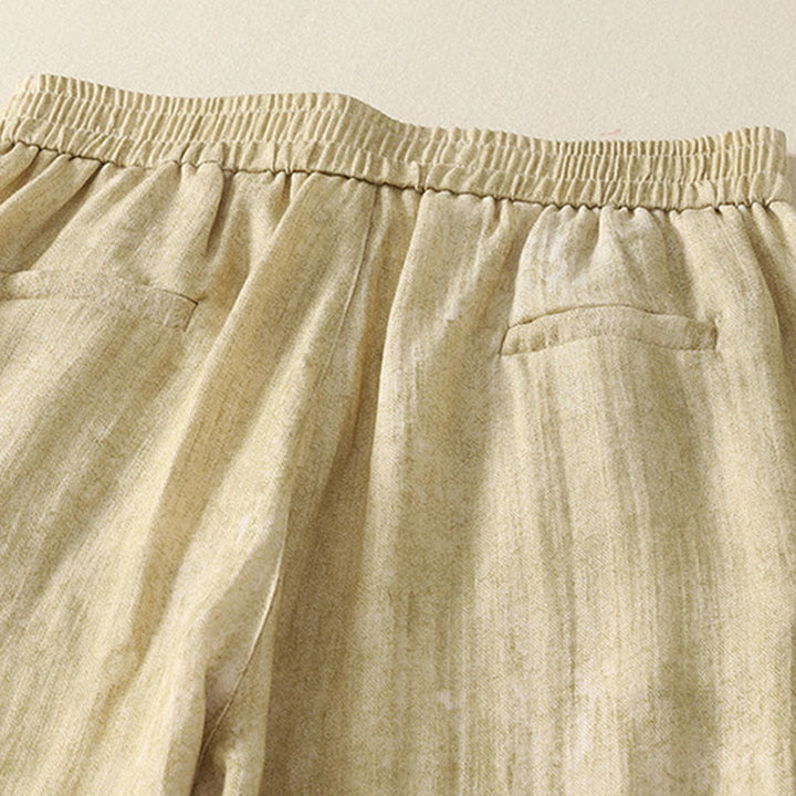Buddha Stones Summer Plain Drawstring Zipper Design Women's Wide Leg Cotton Pants With Pockets - image 4