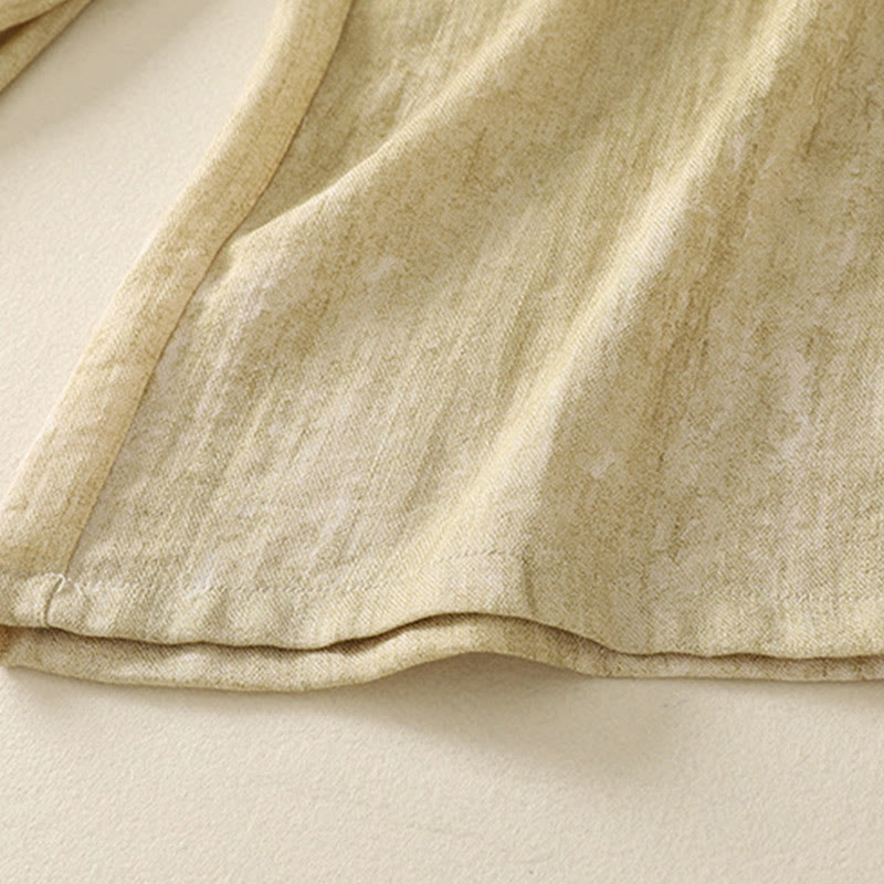 Buddha Stones Summer Plain Drawstring Zipper Design Women's Wide Leg Cotton Pants With Pockets - image 10