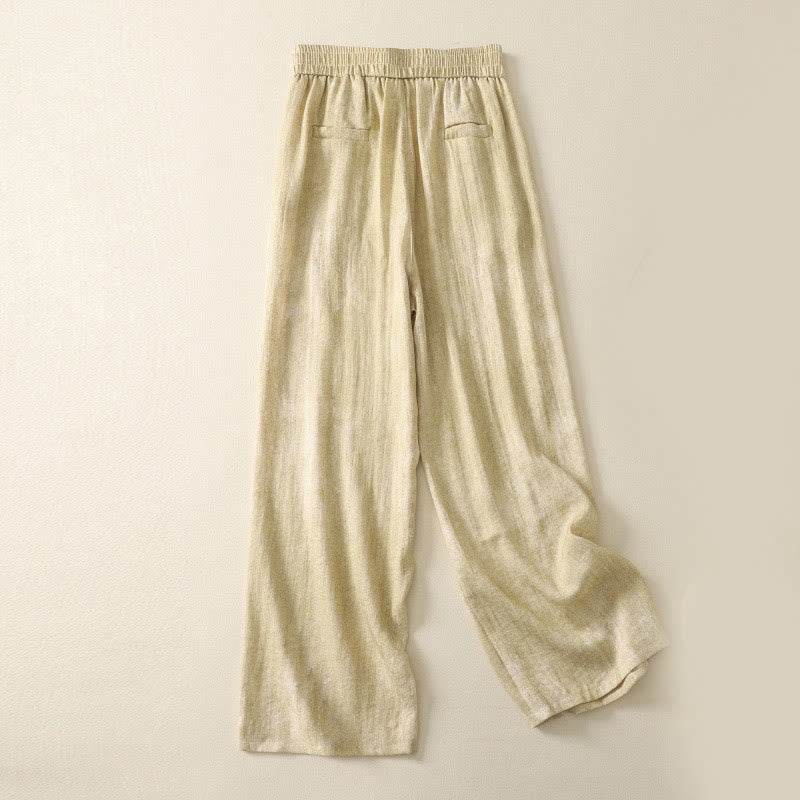 Buddha Stones Summer Plain Drawstring Zipper Design Women's Wide Leg Cotton Pants With Pockets - image 1