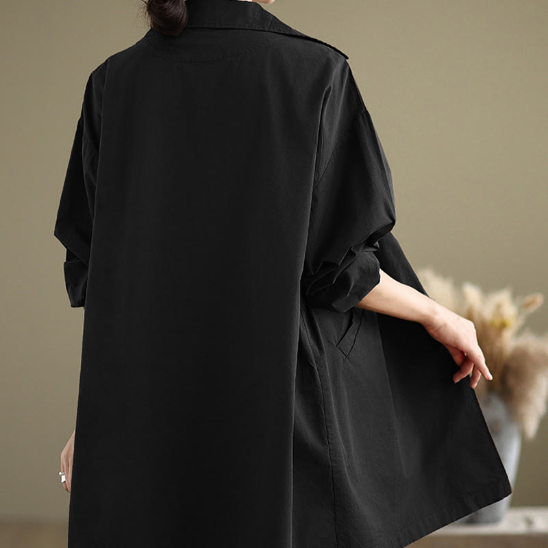 Buddha Stones Spring Plain Buttons Design Long Sleeve Women's Cotton Linen Jacket With Pockets - image 14