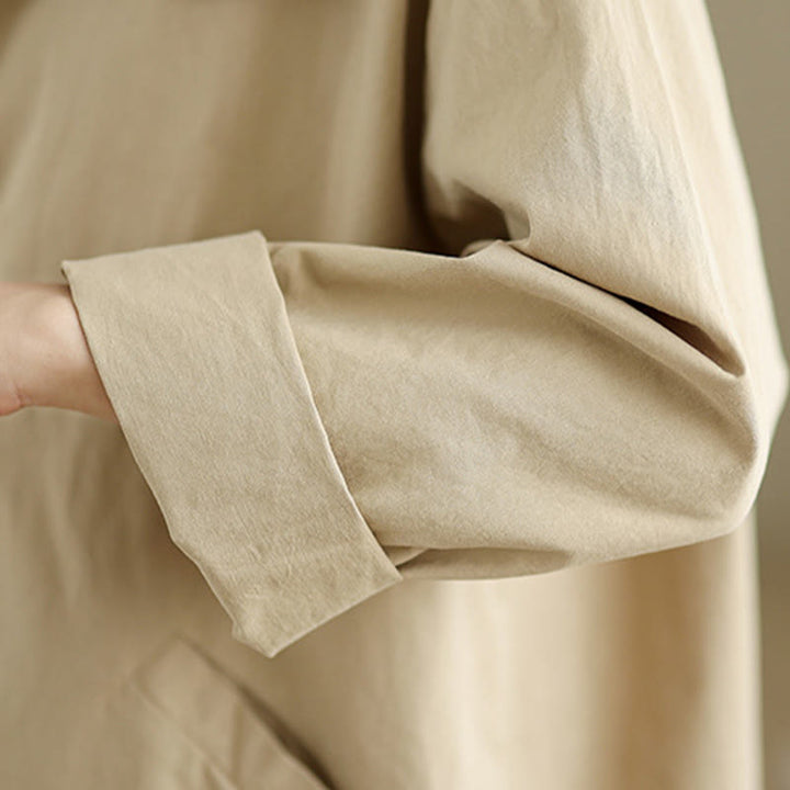 Buddha Stones Spring Plain Buttons Design Long Sleeve Women's Cotton Linen Jacket With Pockets - image 6