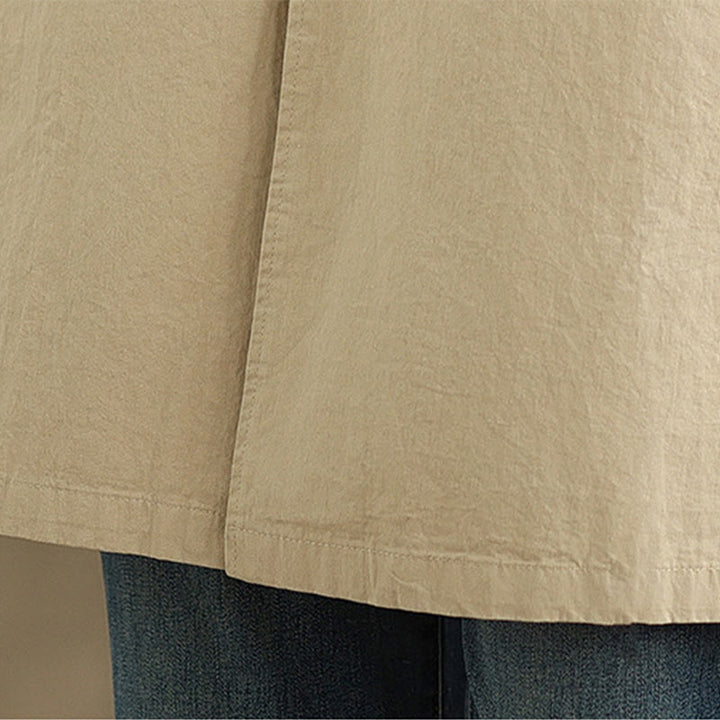 Buddha Stones Spring Plain Buttons Design Long Sleeve Women's Cotton Linen Jacket With Pockets - image 9