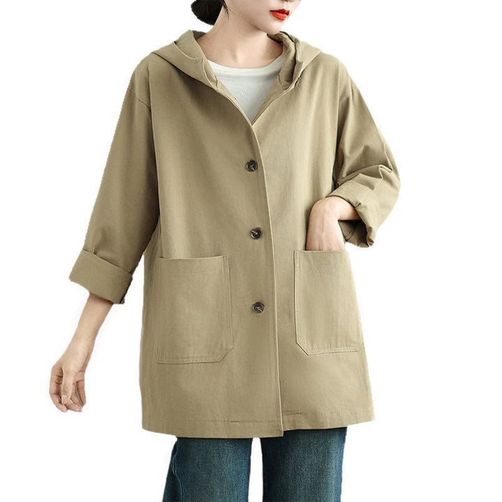 Buddha Stones Fall Vintage Hoodie Women's Cotton Linen Jacket With Front Pockets - image 15