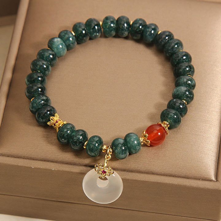 Buddha Stones Blue Jade Beads Peace Buckle Prosperity Bracelet - image 2