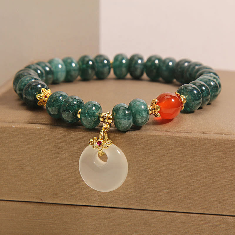 Buddha Stones Blue Jade Beads Peace Buckle Prosperity Bracelet - image 1
