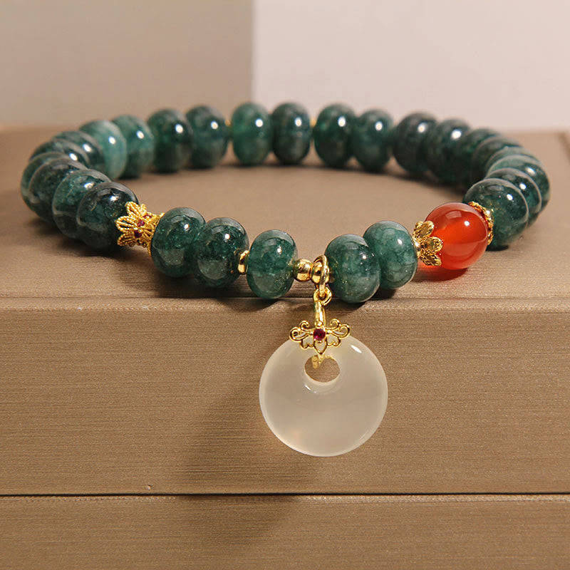 Buddha Stones Blue Jade Beads Peace Buckle Prosperity Bracelet - Jade(Wrist circumference: 15-16cm) - image 0