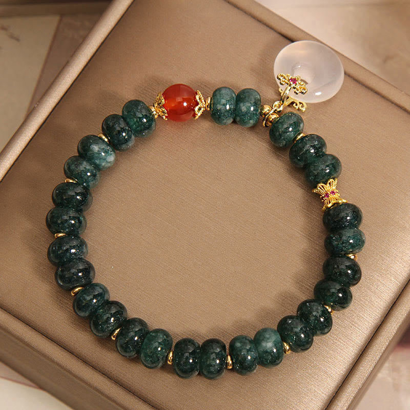 Buddha Stones Blue Jade Beads Peace Buckle Prosperity Bracelet - image 3