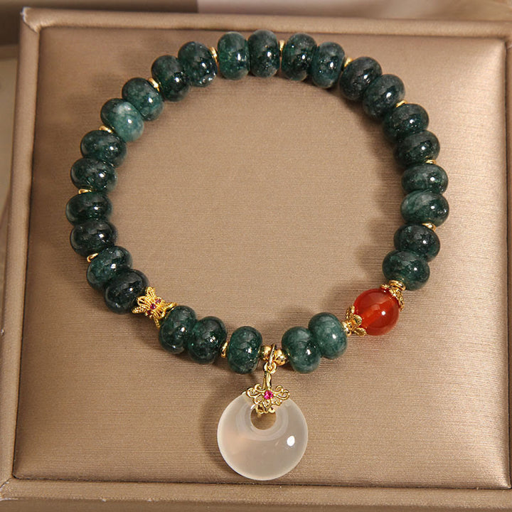 Buddha Stones Blue Jade Beads Peace Buckle Prosperity Bracelet - image 8