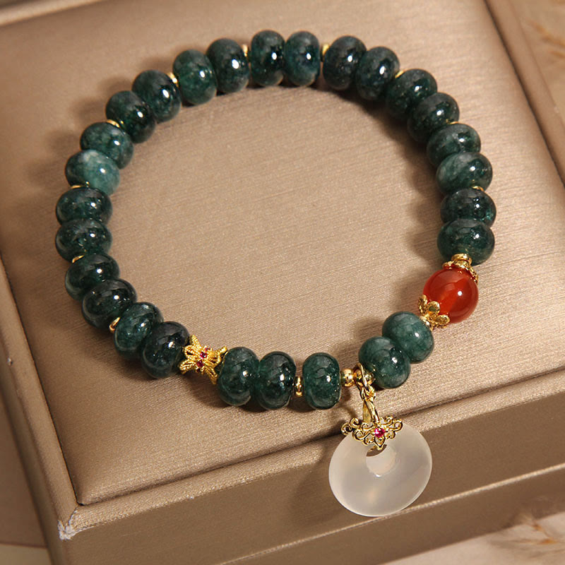 Buddha Stones Blue Jade Beads Peace Buckle Prosperity Bracelet - image 4