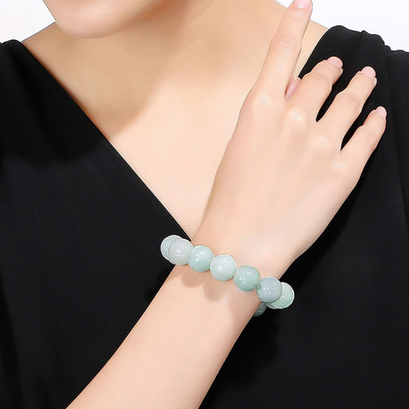 Buddha Stones Natural Jade Lotus Carving Prosperity Bracelet - image 3