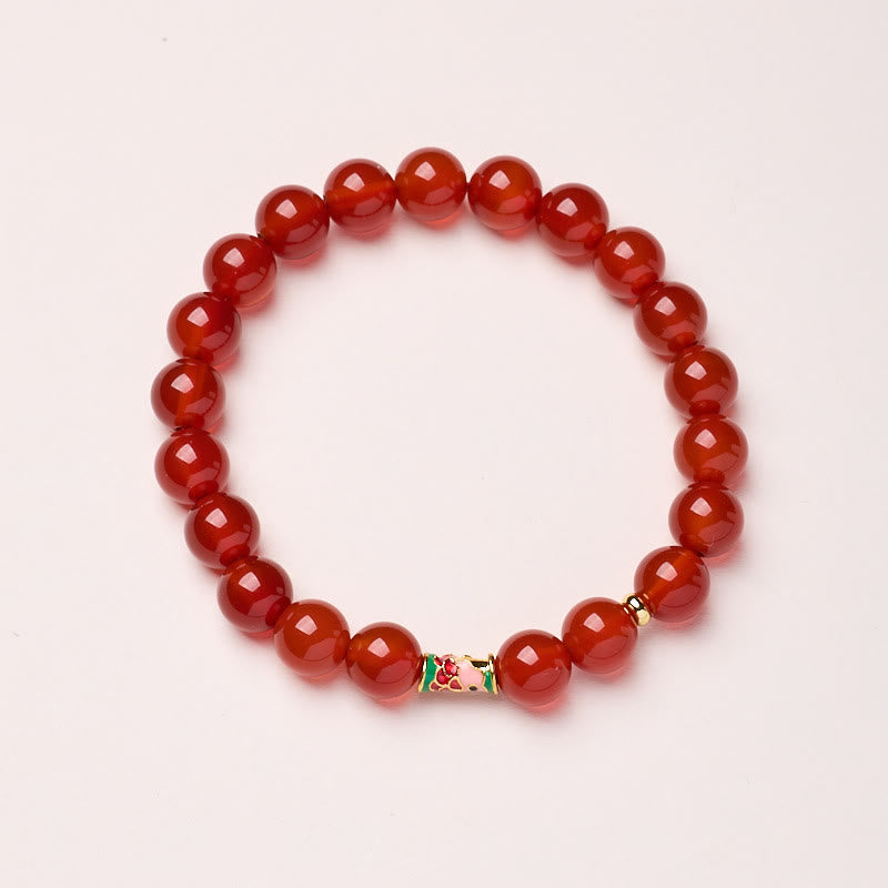 Buddha Stones Natural Red Agate Lucky Koi Fish Confidence Bracelet - Red Agate-8mm - image 4