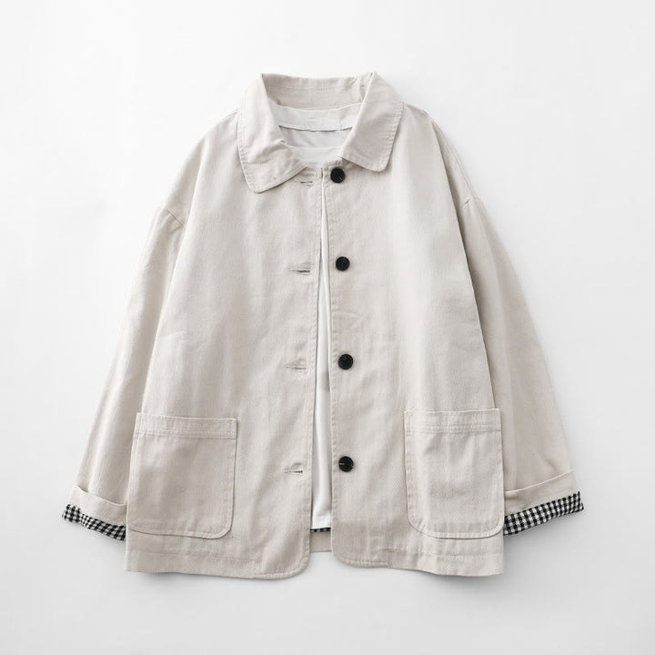 Buddha Stones Commute Patchwork Design Cotton Women's Jacket With Pockets - Linen - US14，UK/AU18，EU46 (2XL) - image 4