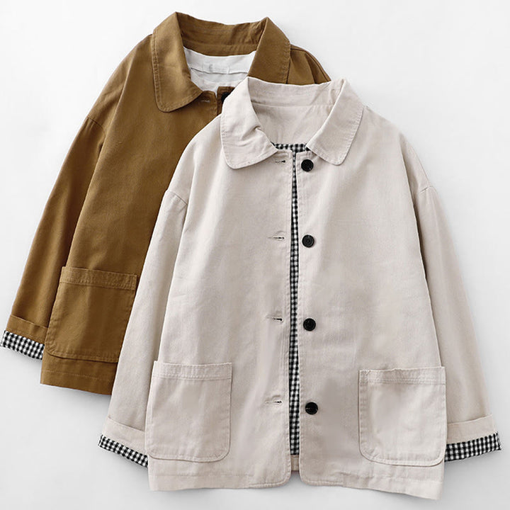 Buddha Stones Commute Patchwork Design Cotton Women's Jacket With Pockets - image 12