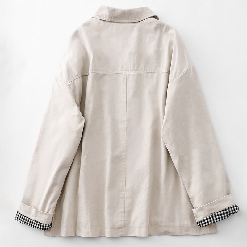 Buddha Stones Commute Patchwork Design Cotton Women's Jacket With Pockets - image 5