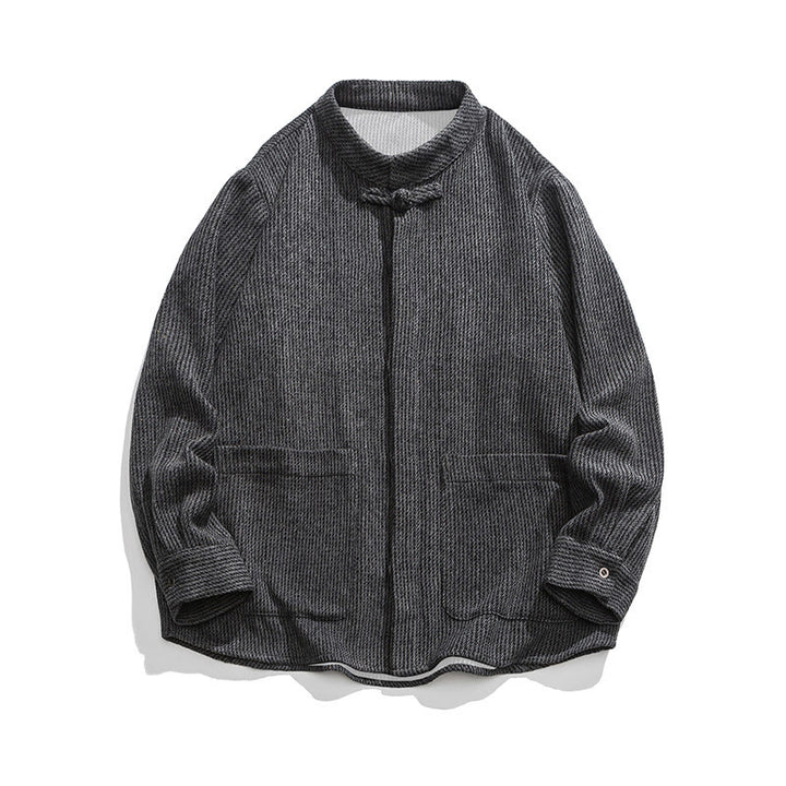 Buddha Stones Long Sleeve Frog-button Design Men's Cotton Jacket Shirt With Pockets - image 1