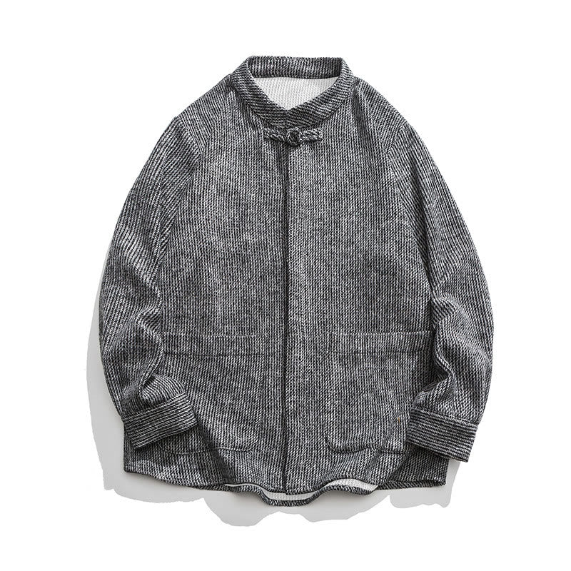 Buddha Stones Long Sleeve Frog-button Design Men's Cotton Jacket Shirt With Pockets - DarkGray - US/UK/AU46，EU56 (5XL) - image 10