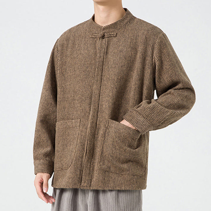 Buddha Stones Long Sleeve Frog-button Design Men's Cotton Jacket Shirt With Pockets - image 27