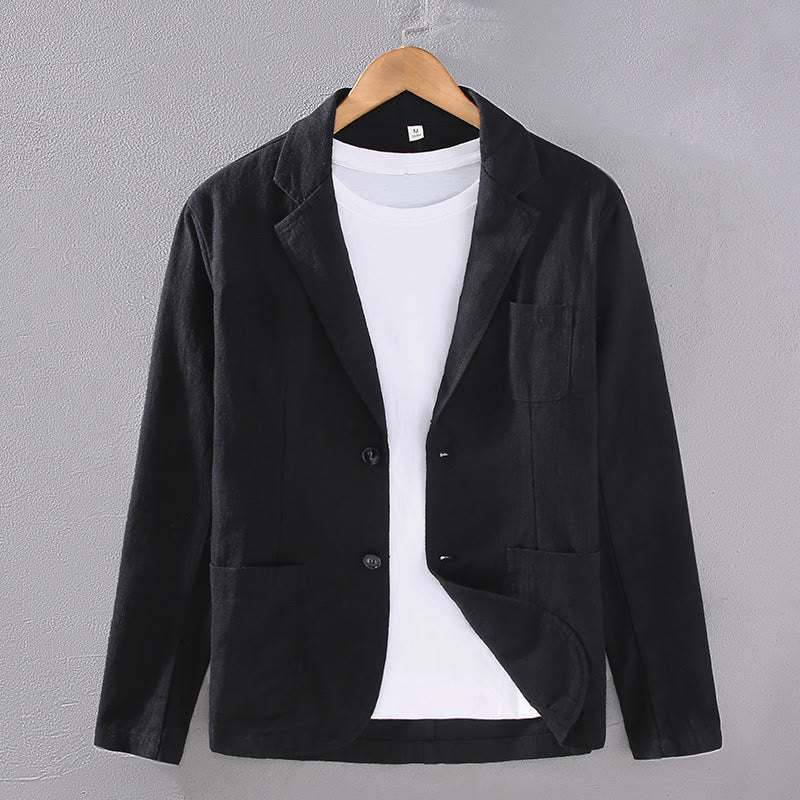 Buddha Stones Long Sleeve Button Plain Design Men's Linen Jacket Shirt With Pockets - Black - US/UK/AU42，EU52 (3XL) - image 9