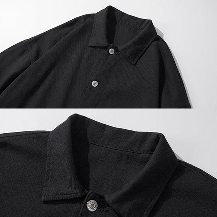 Buddha Stones Long Sleeve Button Stand Collar Design Men's Cotton Jacket Shirt With Pockets - image 2