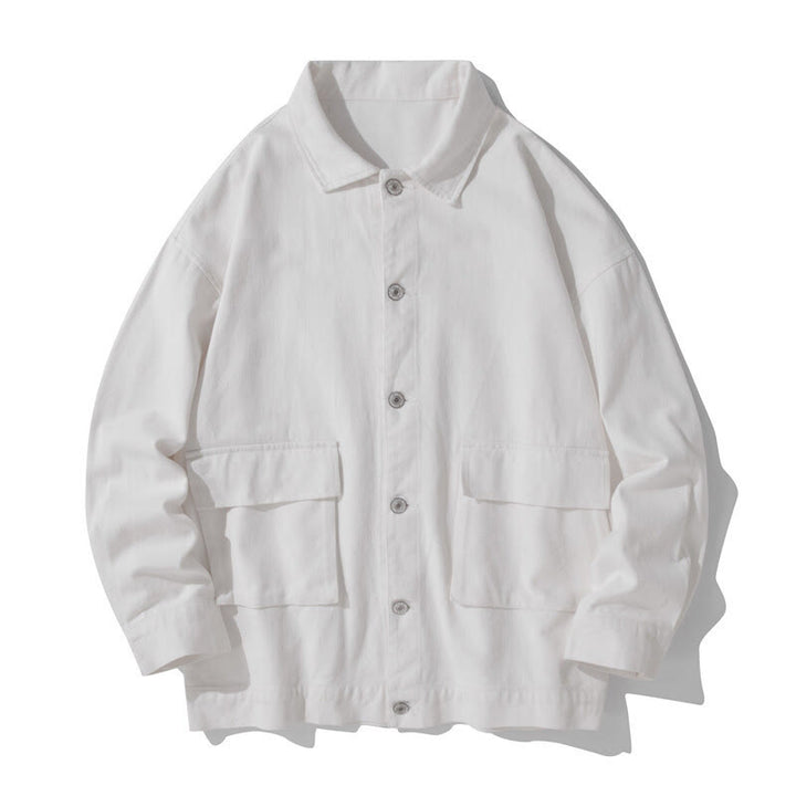 Buddha Stones Long Sleeve Button Stand Collar Design Men's Cotton Jacket Shirt With Pockets - White - US/UK/AU50，EU60 (5XL) - image 6