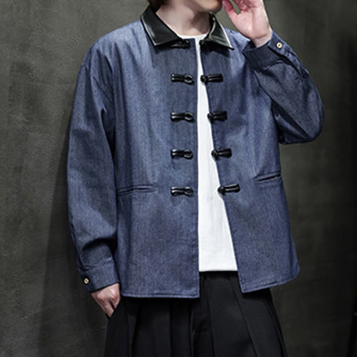 Buddha Stones Men's Frog-Button Cotton Long Sleeve Shirt With Pockets - image 4