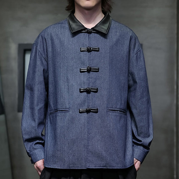 Buddha Stones Men's Frog-Button Cotton Long Sleeve Shirt With Pockets - image 10