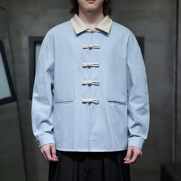 Buddha Stones Men's Frog-Button Cotton Long Sleeve Shirt With Pockets - image 16